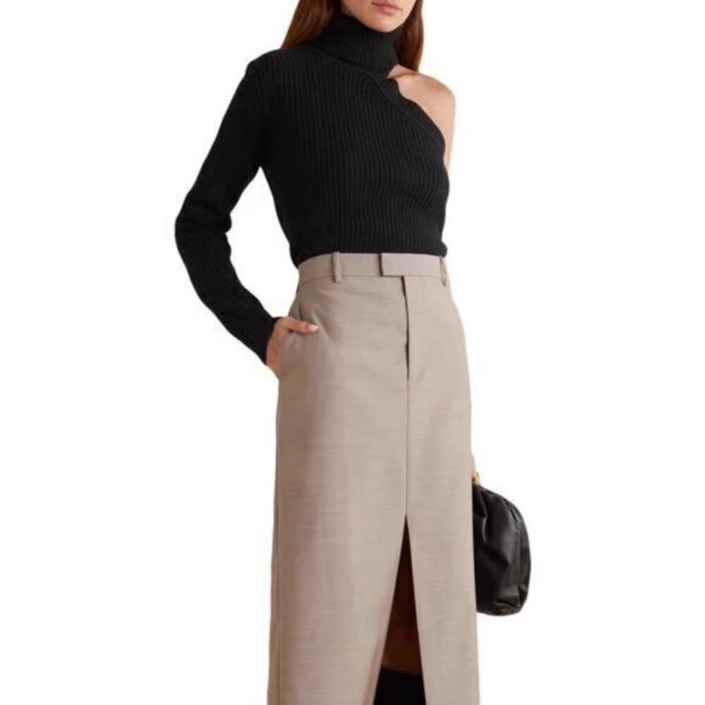 Michael Michael Kors Asymmetrical One-Shoulder Turtleneck Sweater (c)